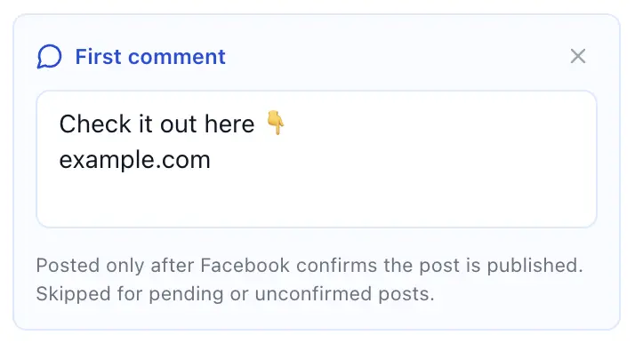 First Comment field in AI Groups Poster with a saved follow-up link