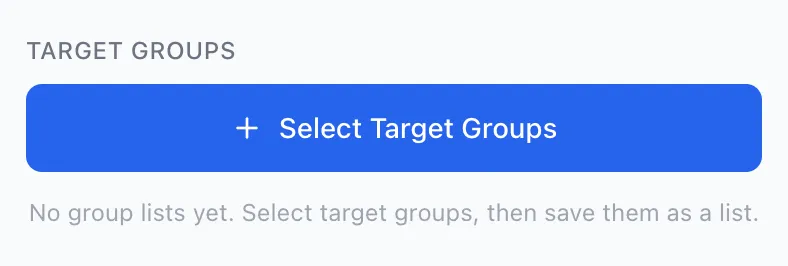 AI Groups Poster target groups section before any group list is saved