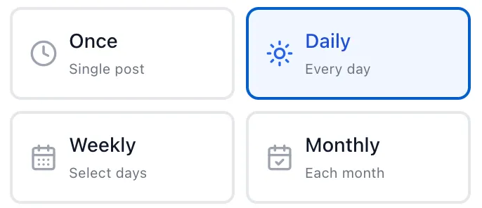Daily frequency selected in AI Groups Poster Schedule Post modal