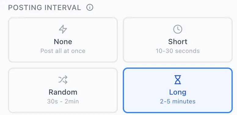 Long posting interval selected in AI Groups Poster