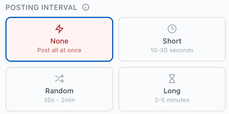 None posting interval selected in AI Groups Poster