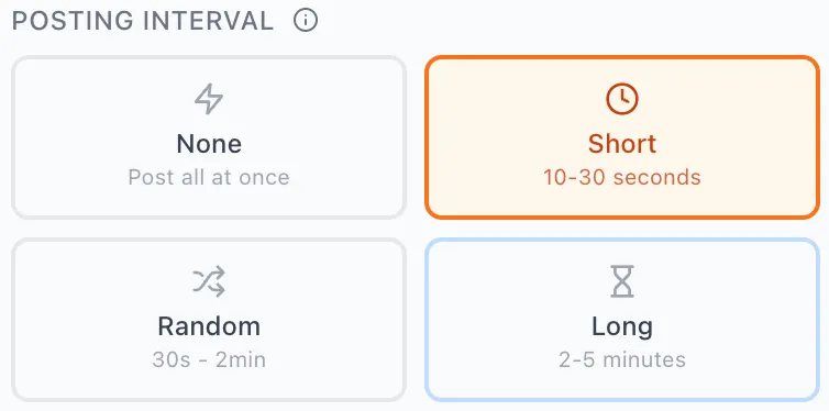 Short posting interval selected in AI Groups Poster